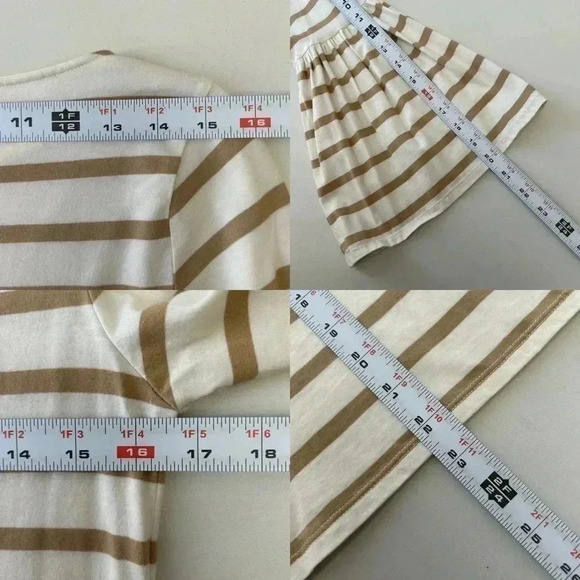 Banana Republic Bell Sleeve Top Supima Cotton Stripes White & Tan Size  XS - Picture 12 of 15